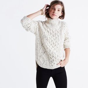 Madewell Cableknit Shirttail Turtleneck Sweater, XS